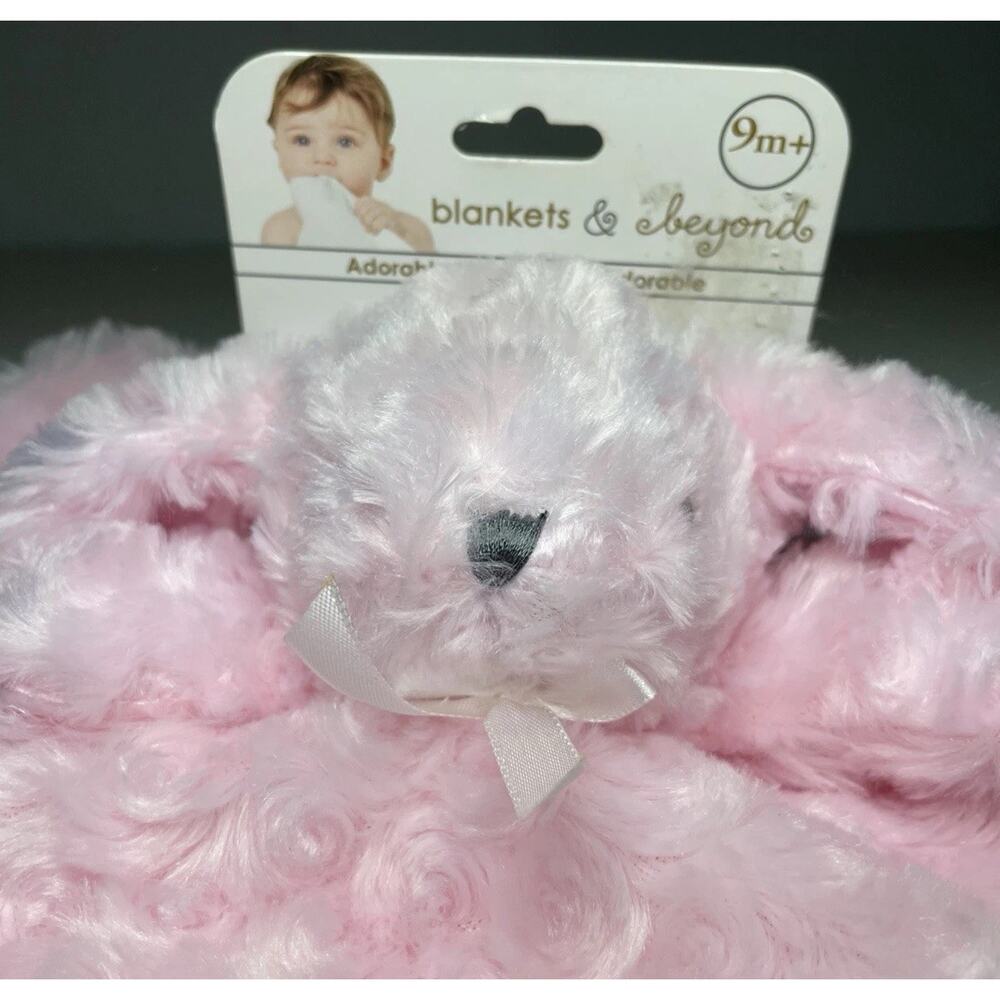 Blankets & Beyond Pink Bunny Lovey Nunu Rosette Swirl Plush Baby Blanket NWT - Picture 3 of 9